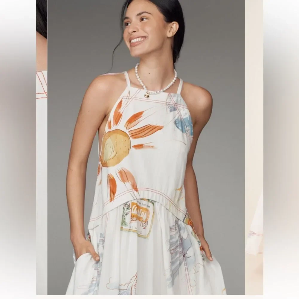 Anthropologie Pilcro Sleeveless Twofer Midi Dress - Picture 3 of 6